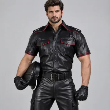 Black Leather button Up Shirt