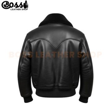 Alternative view of Black Leather Biker Jacket with Fur​