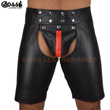 Black Leather Shorts For Men