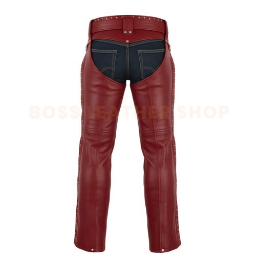 Red Chaps Red Leather Chaps - BOSS LEATHER SHOP