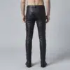 Black Letaher Pants With Side Straps - Image 2
