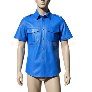 Blue Police Leather Shirt