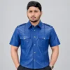 Blue Police Leather Shirt