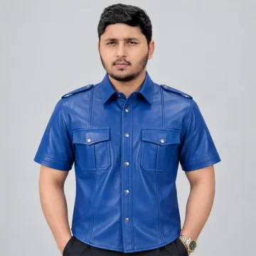 Blue Police Leather Shirt
