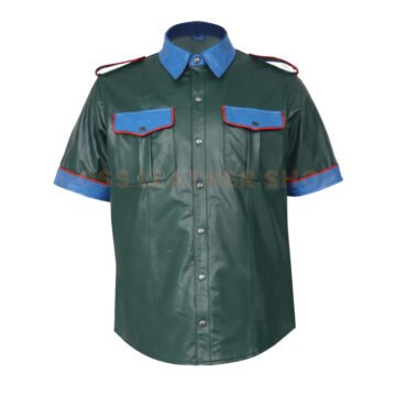 Green Leather Shirt Mens