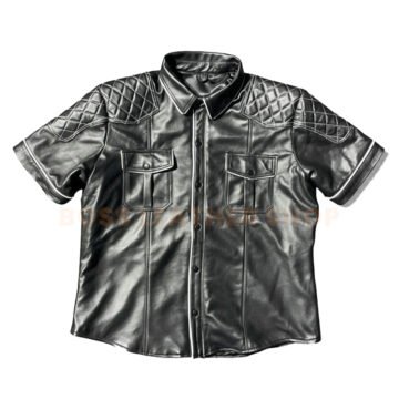 Quilted Black Leather Shirts