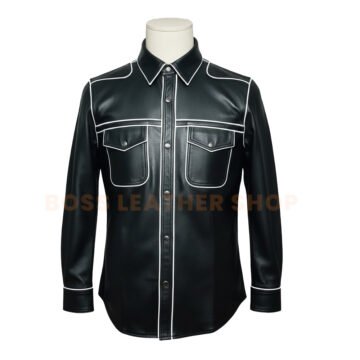 Mens Long Sleeves Leather Shirts