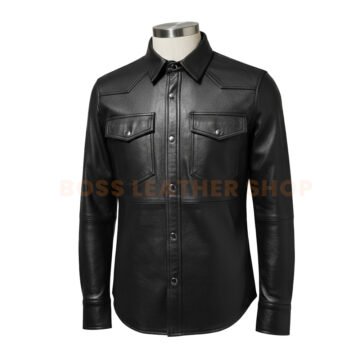 Leather Long Sleeve Shirt For Men