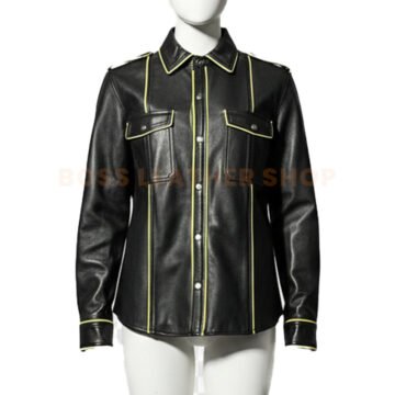 Mens Leather Shirt Long Sleeve