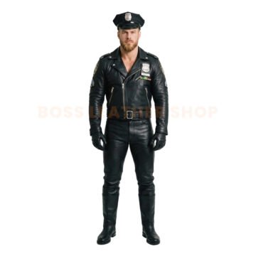 Black Leather Police Uniform
