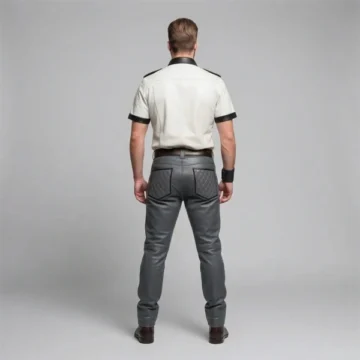 Alternative view of Mens Luxury White And Grey Leather Uniform