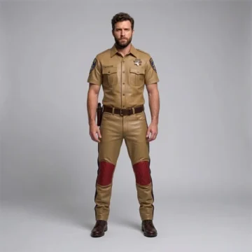 Mens Police Leather Uniform