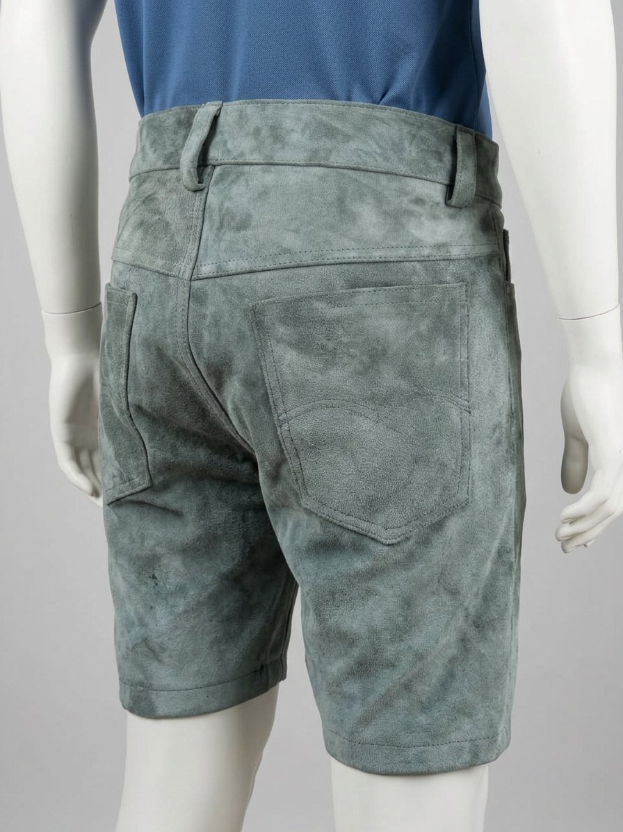 suede leather shorts side profile fit