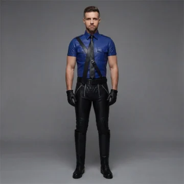 Blue Leather Police Uniform