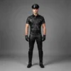 black leather gear mens front view custom uniform