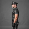 black leather gear mens side profile fit