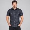 Black Leather Button Down Shirt