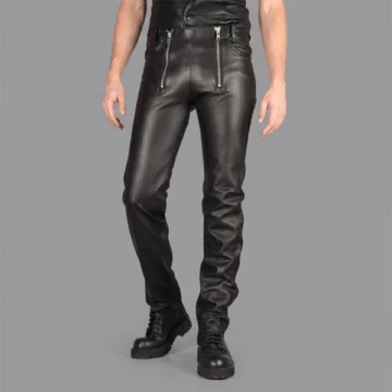 men black leather pants