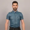 Blue Leather Shirt