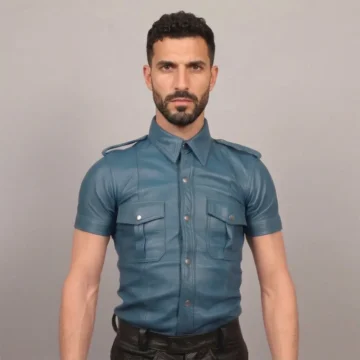 Blue Leather Shirt