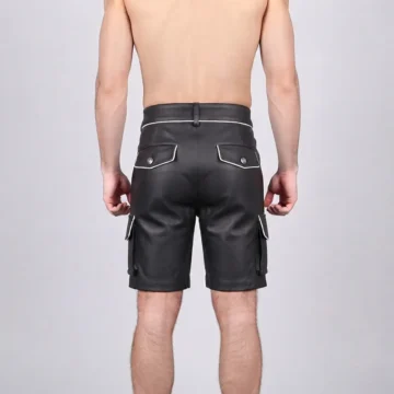 Alternative view of White Piping Leather Shorts