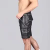 White Piping Leather Shorts - Image 3