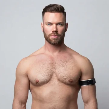 White Pipping Leather Arm Bands