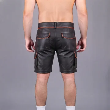 Alternative view of Red Piping Leather Shorts
