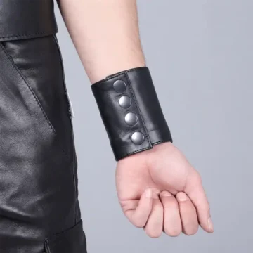 Alternative view of Black Leather Wrist Band