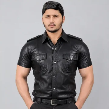 Black Mens Leather Shirt​