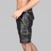 Yellow Piping Leather Shorts - Image 3