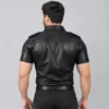 Black Mens Leather Shirt​ - Image 2