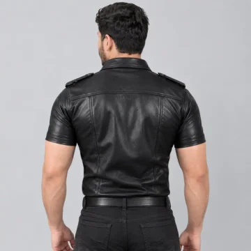 Alternative view of Black Mens Leather Shirt​