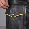 Yellow Piping Leather Shorts - Image 4