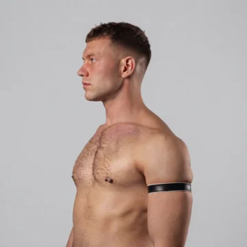 Alternative view of White Pipping Leather Arm Band