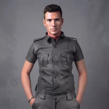 Gray Leather Shirt