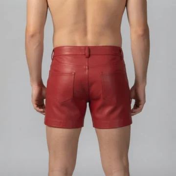Alternative view of Red Leather Shorts