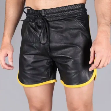 Stripe Leather Shorts