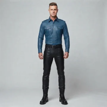 Blue And Black Leather Unifrom