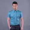 SkyBlue Leather Shirt