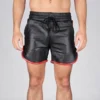 Red Stripe Leather Shorts