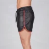 Red Stripe Leather Shorts - Image 3