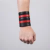 Red Stripe Leather Wrist Band - Image 3