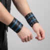 Blue Stripe Leather Wrist Band