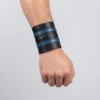 Blue Stripe Leather Wrist Band - Image 3