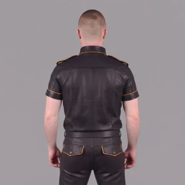 Alternative view of Yelow Piping Leather Shirt