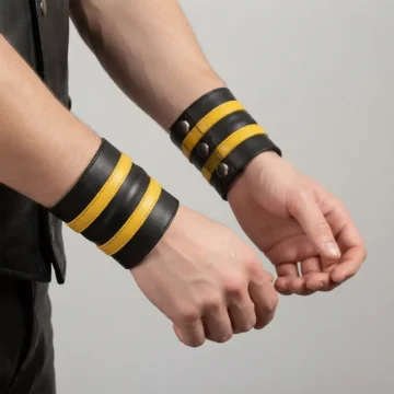 Yellow Leather Wrist Band