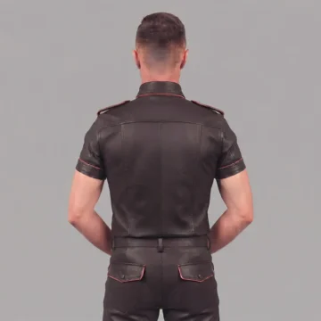 Alternative view of Red Piping Leather Shirt