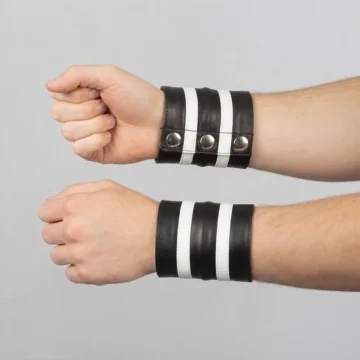 Alternative view of White Stripe Leather Wrist Bnad