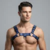 Blue Mens Leather Harness